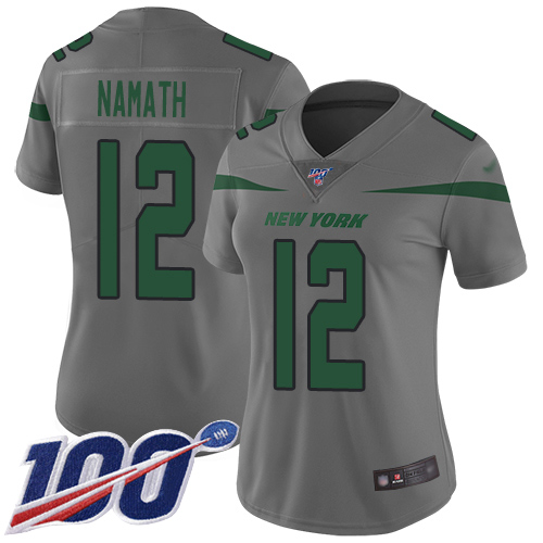 Jets #12 Joe Namath Gray Women's Stitched Limited Inverted Legend 100th Season Jersey cheap jerseys for sale - CheapJerseys.Shop
