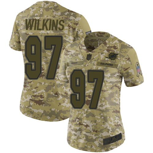 Miami Dolphins #97 Christian Wilkins Camo Women's Stitched Limited 2018 Salute to Service Jersey Womens cheap jerseys for sale - CheapJerseys.Shop