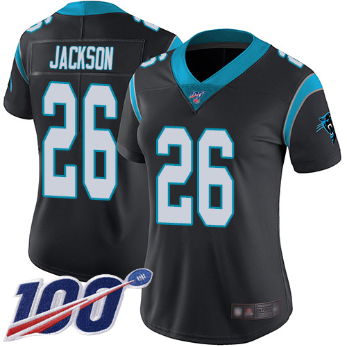 Carolina Panthers #26 Donte Jackson Black Team Color Women's Stitched 100th Season Vapor Limited Jersey Womens cheap jerseys for sale - CheapJerseys.Shop