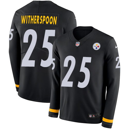 Steelers #25 Ahkello Witherspoon Black Team Color Youth Stitched Limited Therma Long Sleeve Jersey cheap jerseys for sale - CheapJerseys.Shop