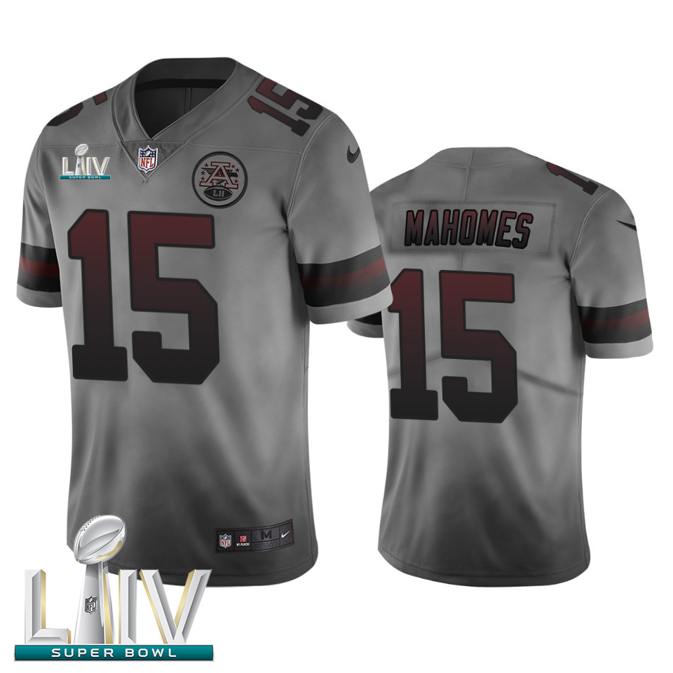 Kansas City Chiefs #15 Patrick Mahomes Smoky Gray Super Bowl LIV 2020 Men's Vapor Limited City Edition Jersey cheap jerseys for sale - CheapJerseys.Shop