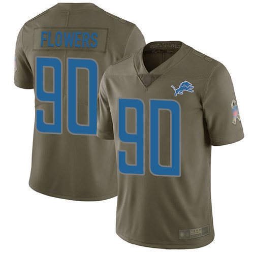 Detroit Lions #90 Trey Flowers Olive Men's Stitched Limited 2017 Salute to Service Jersey Men's cheap jerseys for sale - CheapJerseys.Shop