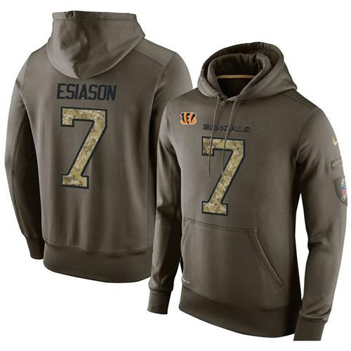 Men's Cincinnati Bengals #7 Boomer Esiason Stitched Green Olive Salute To Service KO Performance Hoodie cheap jerseys for sale - CheapJerseys.Shop