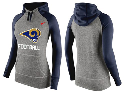 Women's Los Angeles Rams Performance Hoodie Grey & Dark Blue cheap jerseys for sale - CheapJerseys.Shop
