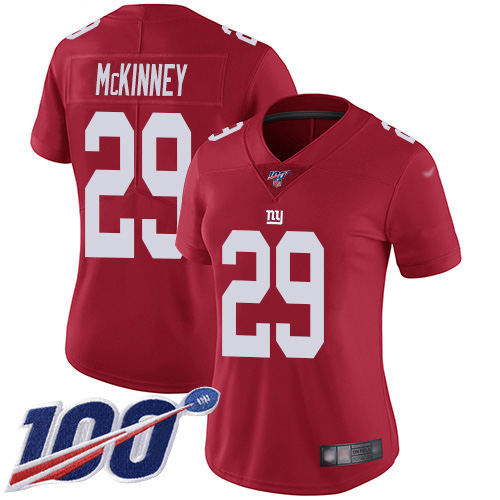 New York Giants #29 Xavier McKinney Red Women's Stitched Limited Inverted Legend 100th Season Jersey Womens cheap jerseys for sale - CheapJerseys.Shop