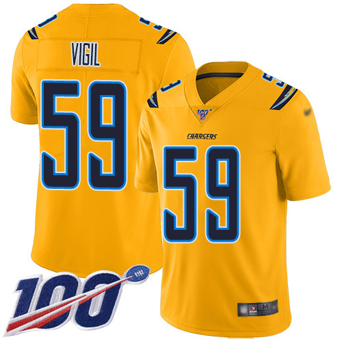 Los Angeles Chargers #59 Nick Vigil Gold Men's Stitched Limited Inverted Legend 100th Season Jersey Men's cheap jerseys for sale - CheapJerseys.Shop