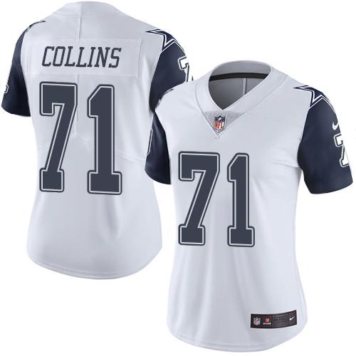Dallas Cowboys #71 La'el Collins White Women's Stitched Limited Rush Jersey Womens cheap jerseys for sale - CheapJerseys.Shop