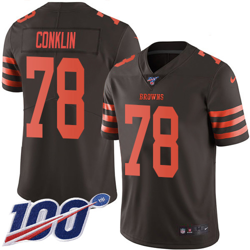 Cleveland Browns #78 Jack Conklin Brown Men's Stitched Limited Rush 100th Season Jersey Men's cheap jerseys for sale - CheapJerseys.Shop