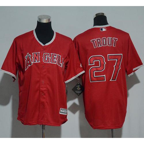 Los Angeles Angels #27 Mike Trout Red Cool Base Stitched Youth Jersey Youth cheap jerseys for sale - CheapJerseys.Shop