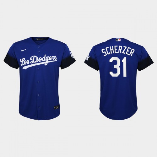 Los Angeles Los Angeles Dodgers #31 Max Scherzer Youth 2021 City Connect Jersey Royal Youth cheap jerseys for sale - CheapJerseys.Shop