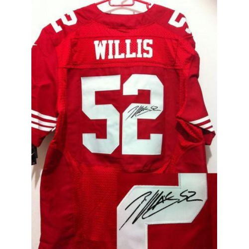 San Francisco 49ers #52 Patrick Willis Red Team Color Men's Stitched Elite Autographed Jersey Men's cheap jerseys for sale - CheapJerseys.Shop