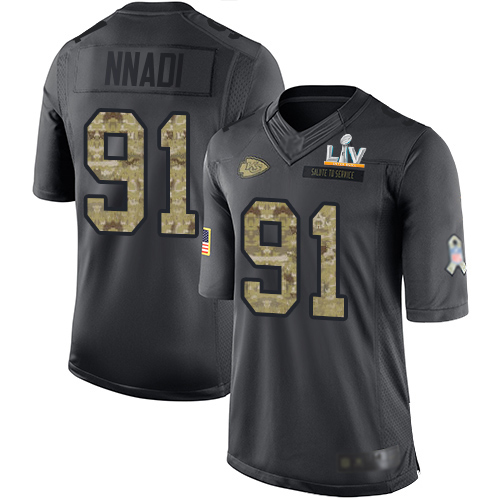 Kansas City Chiefs #91 Derrick Nnadi Black Youth Super Bowl LV Bound Stitched Limited 2016 Salute to Service Jersey Youth cheap jerseys for sale - CheapJerseys.Shop