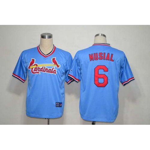 Mitchell And Ness St.Louis Cardinals #6 Stan Musial Light Blue Throwback Stitched Jersey Men's cheap jerseys for sale - CheapJerseys.Shop