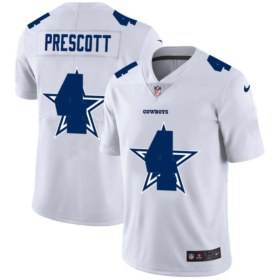 Dallas Cowboys #4 Dak Prescott White Men's Team Logo Dual Overlap Limited Jersey cheap jerseys for sale - CheapJerseys.Shop