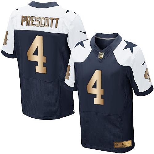 Cowboys #4 Dak Prescott Navy Blue Thanksgiving Throwback Men's Stitched Elite Gold Jersey cheap jerseys for sale - CheapJerseys.Shop