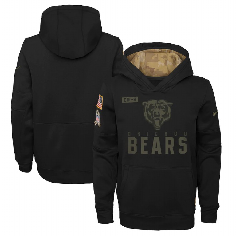Chicago Bears Youth 2020 Salute To Service Pullover Performance Hoodie Black cheap jerseys for sale - CheapJerseys.Shop