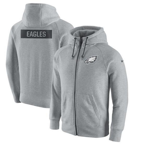 Men's Philadelphia Eagles Ash Gridiron Gray 2.0 Full-Zip Hoodie cheap jerseys for sale - CheapJerseys.Shop