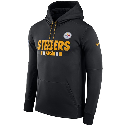 Men's Pittsburgh Steelers Black Sideline ThermaFit Performance PO Hoodie cheap jerseys for sale - CheapJerseys.Shop