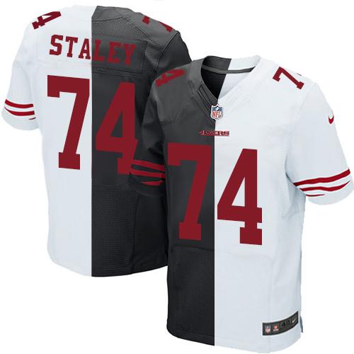 San Francisco 49ers #74 Joe Staley Black/White Men's Stitched Elite Split Jersey Men's cheap jerseys for sale - CheapJerseys.Shop