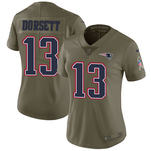 New England Patriots #13 Phillip Dorsett Olive Women's Stitched Limited 2017 Salute to Service Jersey Womens cheap jerseys for sale - CheapJerseys.Shop