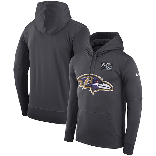 Men's Baltimore Ravens Anthracite Crucial Catch Performance Pullover Hoodie cheap jerseys for sale - CheapJerseys.Shop