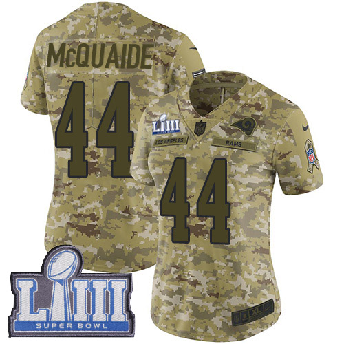Los Angeles Rams #44 Jacob McQuaide Camo Super Bowl LIII Bound Women's Stitched Limited 2018 Salute to Service Jersey Womens cheap jerseys for sale - CheapJerseys.Shop