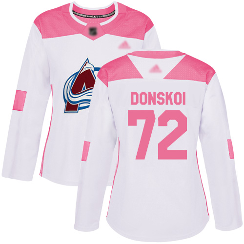 Colorado Avalanche #72 Joonas Donskoi White/Pink Authentic Fashion Women's Stitched Jersey Womens cheap jerseys for sale - CheapJerseys.Shop