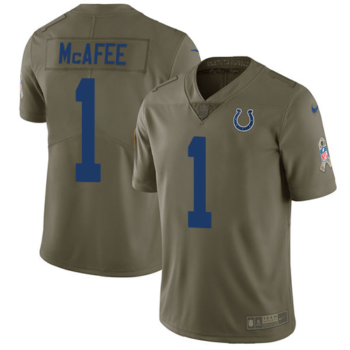 Indianapolis Colts #1 Pat McAfee Olive Men's Stitched Limited 2017 Salute to Service Jersey Men's cheap jerseys for sale - CheapJerseys.Shop