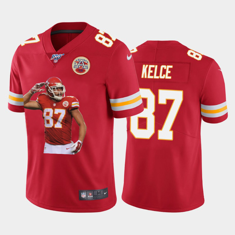 Kansas City Chiefs #87 Travis Kelce Team Hero 8 Vapor Limited 100 Jersey Red cheap jerseys for sale - CheapJerseys.Shop