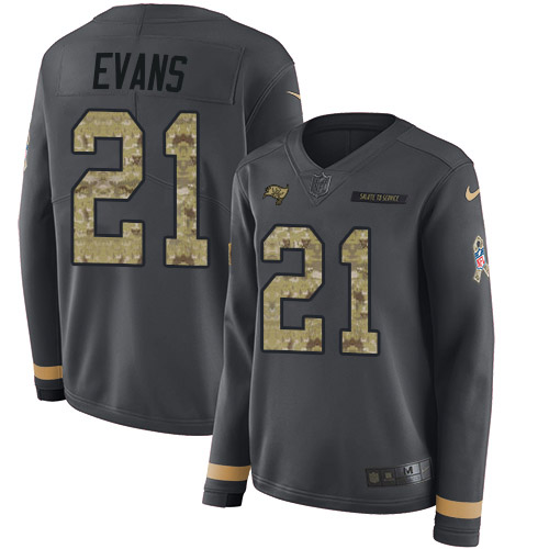 Tampa Bay Buccaneers #21 Justin Evans Anthracite Salute to Service Women's Stitched Limited Therma Long Sleeve Jersey Womens cheap jerseys for sale - CheapJerseys.Shop