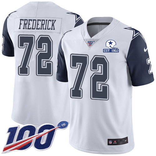 Dallas Cowboys #72 Travis Frederick White Men's Stitched With Established In 1960 Patch Limited Rush 100th Season Jersey Men's cheap jerseys for sale - CheapJerseys.Shop