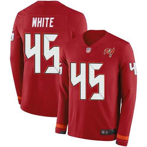 Buccaneers #45 Devin White Red Team Color Youth Stitched Limited Therma Long Sleeve Jersey cheap jerseys for sale - CheapJerseys.Shop