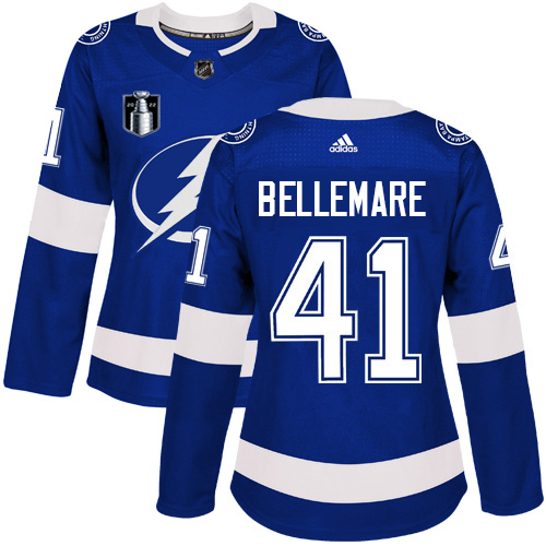 Tampa Bay Lightning #41 Pierre-Edouard Bellemare Blue Women's 2022 Stanley Cup Final Patch Home Authentic Stitched Jersey Womens cheap jerseys for sale - CheapJerseys.Shop