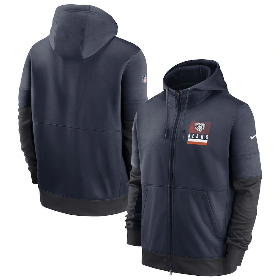 Chicago Bears Sideline Impact Lockup Performance Full-Zip Hoodie Navy cheap jerseys for sale - CheapJerseys.Shop