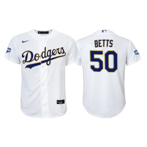 Los Angeles Los Angeles Dodgers #50 Mookie Betts Youth 2021 Gold Program World Series Champions Jersey Whtie Youth cheap jerseys for sale - CheapJerseys.Shop