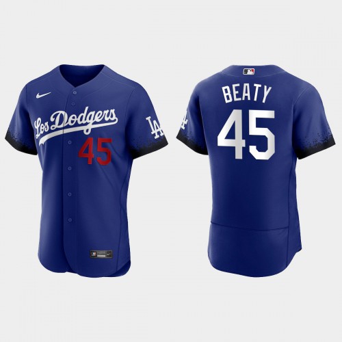 Los Angeles Los Angeles Dodgers #45 Matt Beaty Men's 2021 City Connect Authentic Jersey Royal Men's cheap jerseys for sale - CheapJerseys.Shop