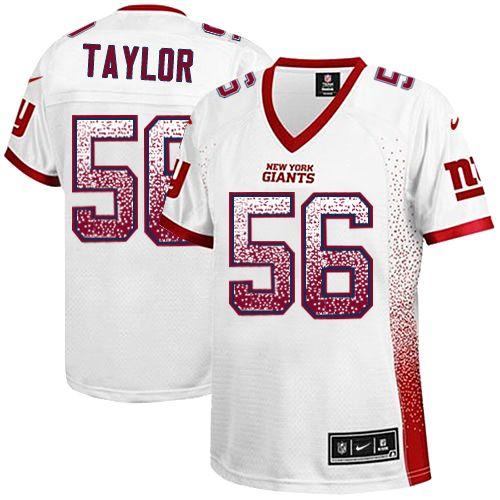 Giants #56 Lawrence Taylor White Women's Stitched Elite Drift Fashion Jersey cheap jerseys for sale - CheapJerseys.Shop