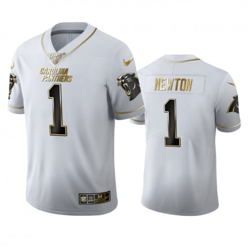 Carolina Carolina Panthers #1 Cam Newton Men's White Golden Edition Vapor Limited 100 Jersey Men's cheap jerseys for sale - CheapJerseys.Shop