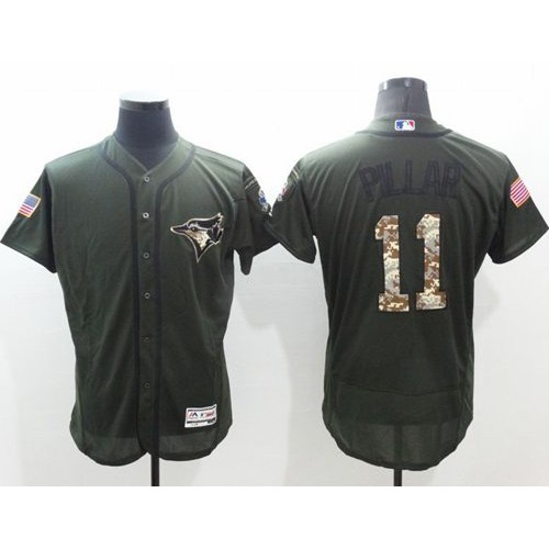 Toronto Blue Jays #11 Kevin Pillar Green Flexbase Authentic Collection Salute to Service Stitched Jersey Men's cheap jerseys for sale - CheapJerseys.Shop