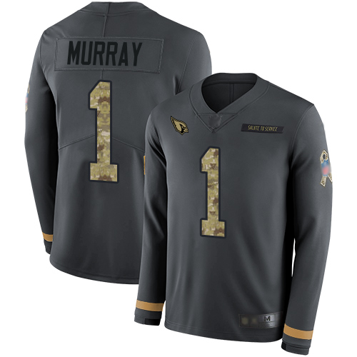 Cardinals #1 Kyler Murray Anthracite Salute To Service Men's Stitched Limited Therma Long Sleeve Jersey cheap jerseys for sale - CheapJerseys.Shop