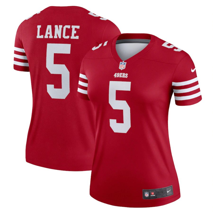 San Francisco 49ers #5 Trey Lance Scarlet Women's 2022-23 Legend Jersey cheap jerseys for sale - CheapJerseys.Shop
