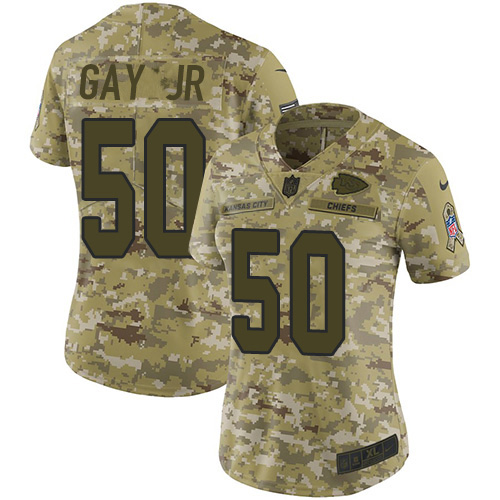 Kansas City Chiefs #50 Willie Gay Jr. Camo Women's Stitched Limited 2018 Salute To Service Jersey Womens cheap jerseys for sale - CheapJerseys.Shop