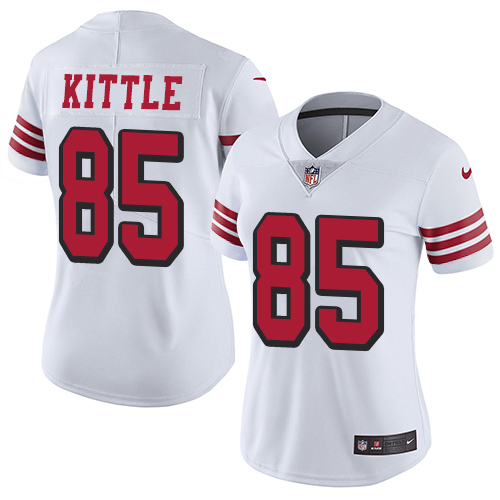 49ers #85 George Kittle White Rush Women's Stitched Vapor Untouchable Limited Jersey cheap jerseys for sale - CheapJerseys.Shop