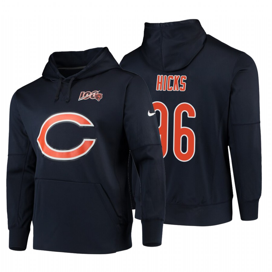 Chicago Bears #96 Akiem Hicks 100 Primary Logo Circuit Name & Number Pullover Hoodie Navy cheap jerseys for sale - CheapJerseys.Shop