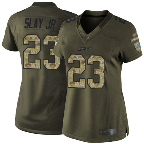 Detroit Lions #23 Darius Slay Jr Green Women's Stitched Limited 2015 Salute to Service Jersey Womens cheap jerseys for sale - CheapJerseys.Shop