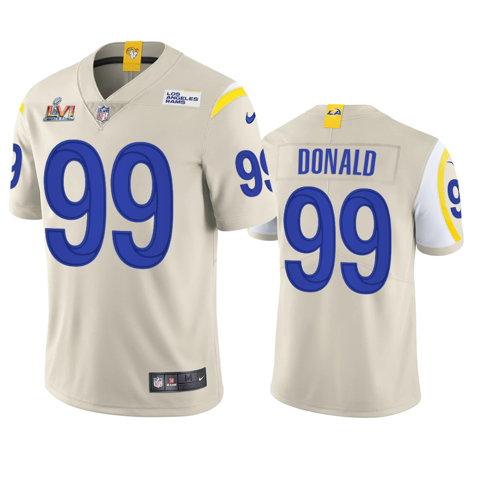 Los Angeles Rams #99 Aaron Donald Men's Super Bowl LVI Patch Vapor Limited Jersey - Bone cheap jerseys for sale - CheapJerseys.Shop