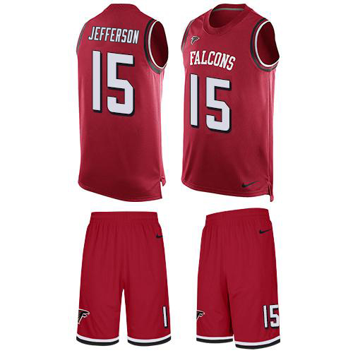 Falcons #15 Van Jefferson Red Team Color Men's Stitched Limited Tank Top Suit Jersey cheap jerseys for sale - CheapJerseys.Shop