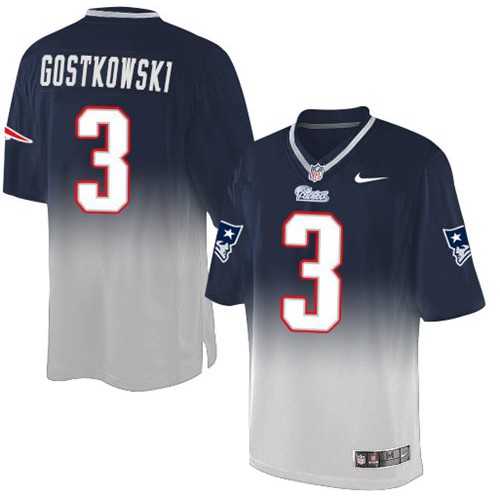 New England Patriots #3 Stephen Gostkowski Navy Blue/Grey Men's Stitched Elite Fadeaway Fashion Jersey Men's cheap jerseys for sale - CheapJerseys.Shop