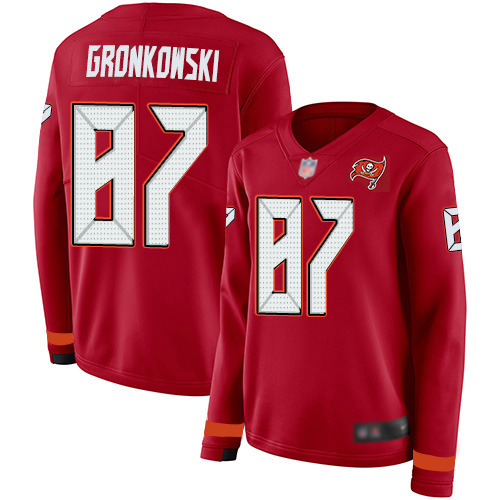 Buccaneers #87 Rob Gronkowski Red Team Color Women's Stitched Limited Therma Long Sleeve Jersey cheap jerseys for sale - CheapJerseys.Shop