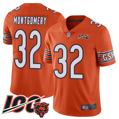 Chicago Bears #32 David Montgomery Orange Youth Stitched Limited Rush 100th Season Jersey Youth cheap jerseys for sale - CheapJerseys.Shop